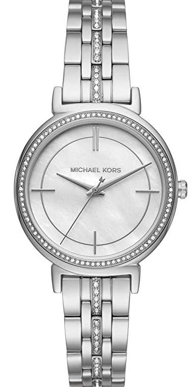 Michael Kors Cinthia White Mother of Pearl Dial Silver Steel Strap Watch for Women for Women - MK3641 Authentic Buy Shop Now