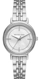 Michael Kors Cinthia White Mother of Pearl Dial Silver Steel Strap Watch for Women for Women - MK3641 Authentic Buy Shop Now