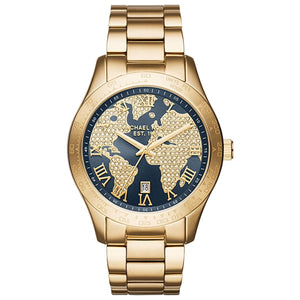 Michael Kors Layton Pave Blue Dial Gold Steel Strap Watch for Women - MK6243 Authentic Buy Shop Now