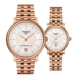 Tissot T Classic Carson Premium Automatic White Dial Rose Gold Steel Strap Watch for Men - T122.407.33.031.00 Authentic Buy Shop Now