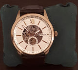 Fossil Flynn Mechanical Skeleton Beige Dial Brown Leather Strap Watch for Men - BQ2215 Authentic Buy Shop Now