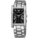 Emporio Armani Classic Black Dial Silver Stainless Steel Strap Watch For Men - AR0156 Authentic Buy Shop Now