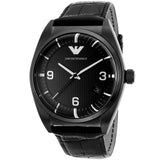 Emporio Armani Franco Black Dial Black Leather Strap Watch For Men - AR0368 Authentic Buy Shop Now