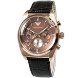 Emporio Armani Classic Chronograph Brown Dial Brown Leather Strap Watch for Men - AR0371 Authentic Buy Shop Now