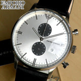 Emporio Armani Gianni White Dial Black Leather Strap Watch For Men - AR0385 Authentic Buy Shop Now