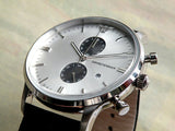 Emporio Armani Gianni White Dial Black Leather Strap Watch For Men - AR0385 Authentic Buy Shop Now