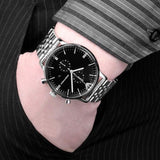 Emporio Armani Chronograph Black Dial Silver Steel Strap Watch For Men - AR0389 Authentic Buy Shop Now