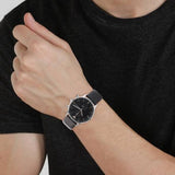 Emporio Armani Gianni Chronograph Black Dial Black Leather Strap Watch For Men - AR0397 Authentic Buy Shop Now