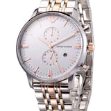 Emporio Armani Chronograph White Dial Two Tone Steel Strap Watch For Men - AR0399 Authentic Buy Shop Now
