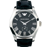 Emporio Armani Valente Black Dial Black Leather Strap Watch For Men - AR0643 Authentic Buy Shop Now