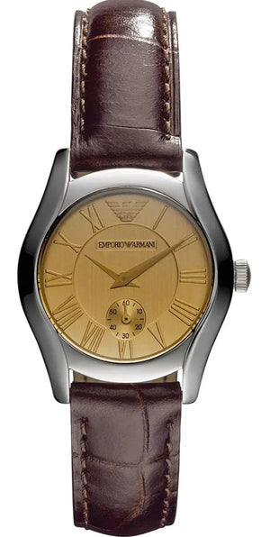 Emporio Armani Classic Quartz Beige Dial Brown Leather Strap Watch For Men - AR0646 Authentic Buy Shop Now
