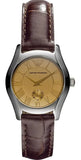 Emporio Armani Classic Quartz Beige Dial Brown Leather Strap Watch For Men - AR0646 Authentic Buy Shop Now