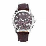 Emporio Armani Valente Chronograph Brown Dial Brown Leather Strap Watch For Men - AR0671 Authentic Buy Shop Now