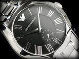 Emporio Armani Valente Black Dial Silver Steel Strap Watch For Men - AR0680 Authentic Buy Shop Now