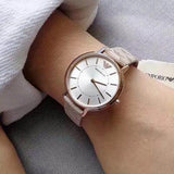 Emporio Armani Classic Kappa White Dial Brown Leather Strap Watch For Women - AR11009 Authentic Buy Shop Now