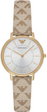 Emporio Armani Classic Kappa White Dial Brown Leather Strap Watch For Women - AR11009 Authentic Buy Shop Now