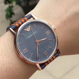 Emporio Armani Kappa Quartz Grey Dial Two Tone Nylon Strap Watch For Men - AR11014 Authentic Buy Shop Now