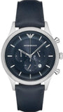 Emporio Armani Lambda Chronograph Blue Dial Blue Leather Strap Watch For Men - AR11018 Authentic Buy Shop Now