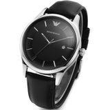 Emporio Armani Lambda Classic Quartz Black Dial Black Leather Strap Watch For Men - AR11020 Authentic Buy Shop Now