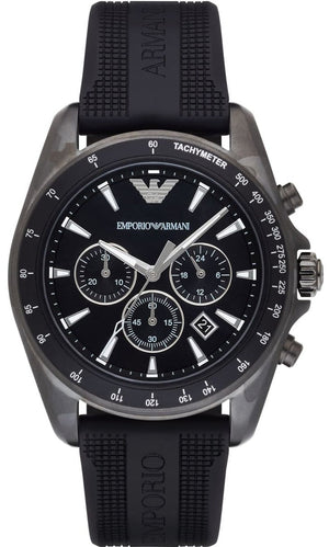 Emporio Armani Giovanni Chronograph Black Dial Black Rubber Strap Watch For Men - AR11028 Authentic Buy Shop Now