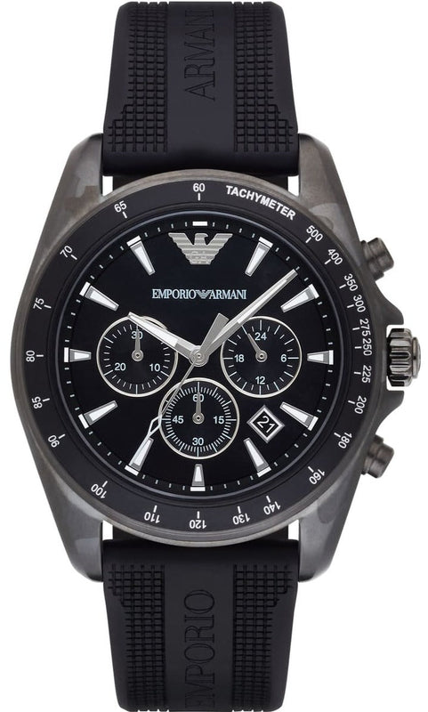 Emporio Armani Giovanni Chronograph Black Dial Black Rubber Strap Watch For Men - AR11028 Authentic Buy Shop Now