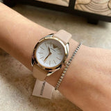 Emporio Armani Valeria Quartz White Dial Beige Leather Strap Watch For Women - AR11031 Authentic Buy Shop Now