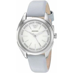 Emporio Armani Valeria Mother of Pearl Dial Blue Leather Strap Watch for Women - AR11032 Authentic Buy Shop Now