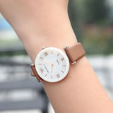 Emporio Armani Gianni T Bar Quartz Mother of Pearl White Dial Brown Leather Strap Watch For Women - AR11040 Authentic Buy Shop Now