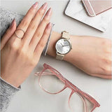 Emporio Armani Kappa Quartz Silver Dial Beige Leather Strap Watch For Women - AR11042 Authentic Buy Shop Now