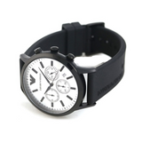 Emporio Armani Chronograph Quartz Silver Dial Black Rubber Strap Watch For Men - AR11048 Authentic Buy Shop Now