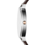 Emporio Armani Dress Quartz Silver Dial Brown Leather Strap Watch For Women - AR11063 Authentic Buy Shop Now