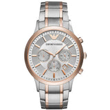 Emporio Armani Renato Chronograph Quartz Silver Dial Two Tone Steel Strap Watch For Men - AR11076 Authentic Buy Shop Now