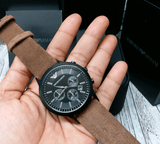 Emporio Armani Chronograph Black Dial Brown Leather Strap Watch For Men - AR11078 Authentic Buy Shop Now