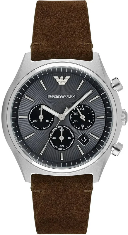 Emporio Armani Zeta Chronograph Gray Dial Brown Leather Strap Watch for Men - AR11080 Authentic Buy Shop Now