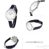 Emporio Armani Aurora Quartz Mother Of Pearl White Dial Blue Leather Strap Watch For Women - AR11090 Authentic Buy Shop Now