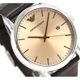 Emporio Armani Luigi Analog Bronze Dial Brown Leather Strap Watch For Men - AR11096 Authentic Buy Shop Now