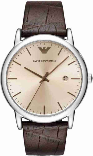 Emporio Armani Luigi Analog Bronze Dial Brown Leather Strap Watch For Men - AR11096 Authentic Buy Shop Now
