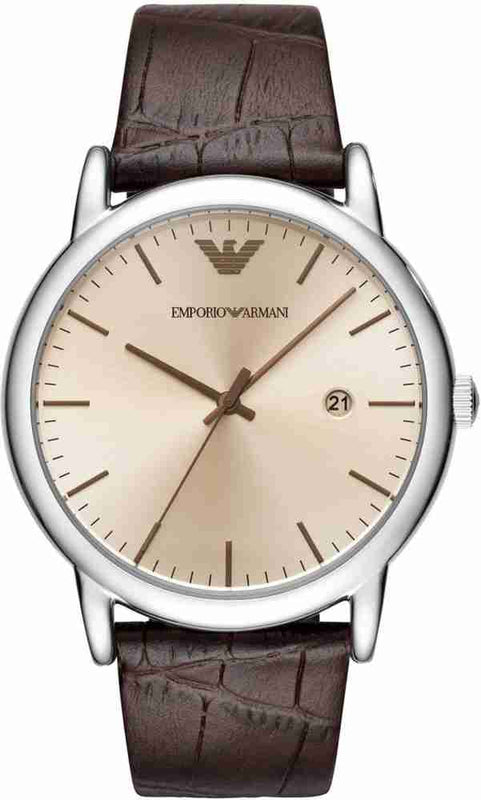 Emporio Armani Luigi Analog Bronze Dial Brown Leather Strap Watch For Men - AR11096 Authentic Buy Shop Now