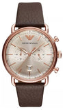 Emporio Armani Aviator Grey Dial Brown Leather Strap Watch For Men - AR11106 Authentic Buy Shop Now