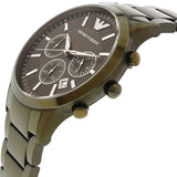 Emporio Armani Renato Chronograph Quartz Grey Dial Green Steel Strap Watch For Men - AR11117 Authentic Buy Shop Now