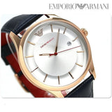 Emporio Armani Classic Silver Dial Blue Leather Strap Watch For Men - AR11131 Authentic Buy Shop Now