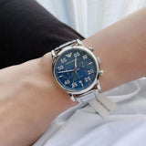 Emporio Armani Luigi Chronograph Blue Dial Silver Steel Strap Watch For Men - AR11132 Authentic Buy Shop Now