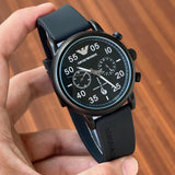 Emporio Armani Luigi Chronograph Black Dial Black Leather Strap Watch For Men - AR11133 Authentic Buy Shop Now