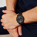 Emporio Armani Luigi Chronograph Black Dial Black Leather Strap Watch For Men - AR11133 Authentic Buy Shop Now