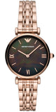 Emporio Armani Gianni T-Bar Black Dial Rose Gold Strap Watch For Women - AR11145 Authentic Buy Shop Now