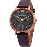 Emporio Armani Quartz Grey Dial Brown Leather Strap Watch For Women - AR11172 Authentic Buy Shop Now