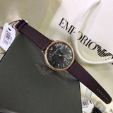 Emporio Armani Quartz Grey Dial Brown Leather Strap Watch For Women - AR11172 Authentic Buy Shop Now