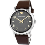 Emporio Armani Luigi Quartz Grey Dial Brown Leather Strap Watch For Men - AR11175 Authentic Buy Shop Now