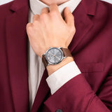 Emporio Armani Luigi Quartz Grey Dial Brown Leather Strap Watch For Men - AR11175 Authentic Buy Shop Now
