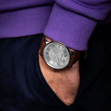 Emporio Armani Renato Quartz Silver Dial Brown Leather Strap Watch For Men - AR11185 Authentic Buy Shop Now